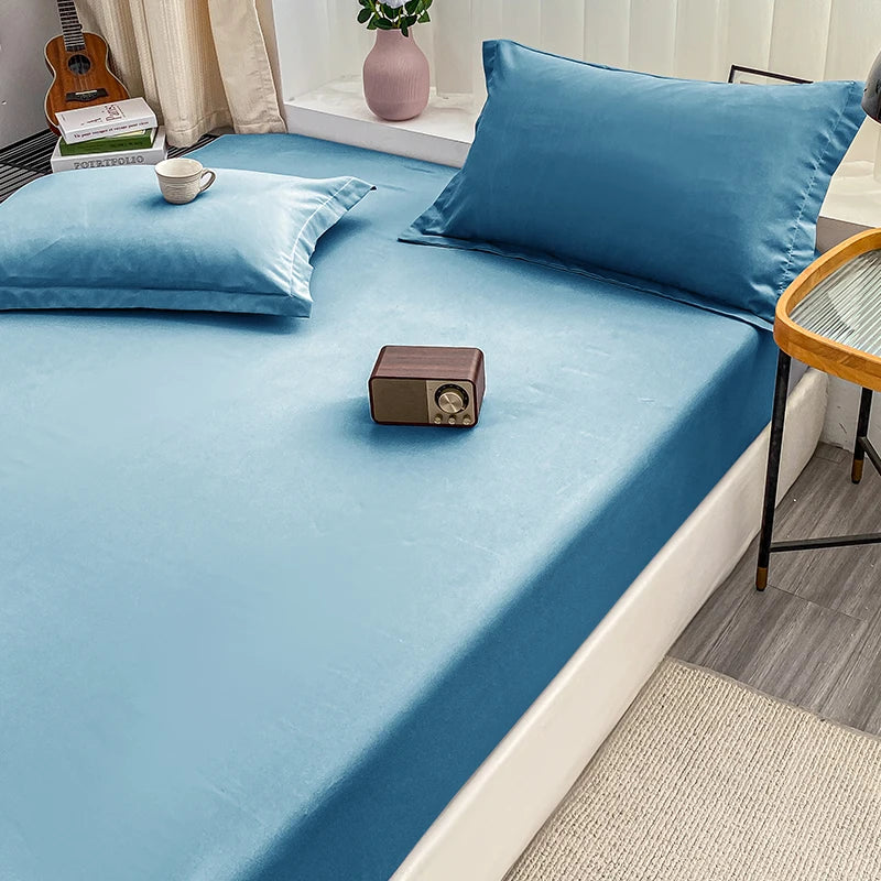 1PC solid color bed cap anti-slip protective cover dust covered sheet.