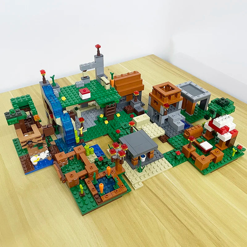 TreeHouse Village Farm Cave Mine Alex Zombie Action Figures Building Blocks Toys Gift for Children.