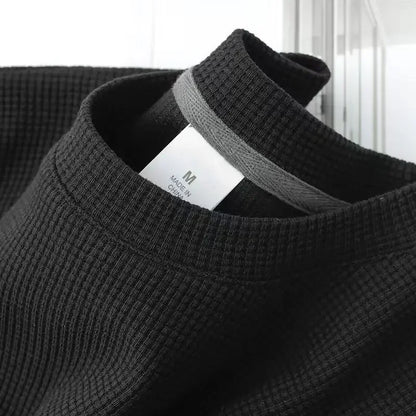 Men's New Summer Waffle Round Neck Short Sleeve T-Shirt Comfortable Breathable Short-Sleeved Top for Casual Wear.