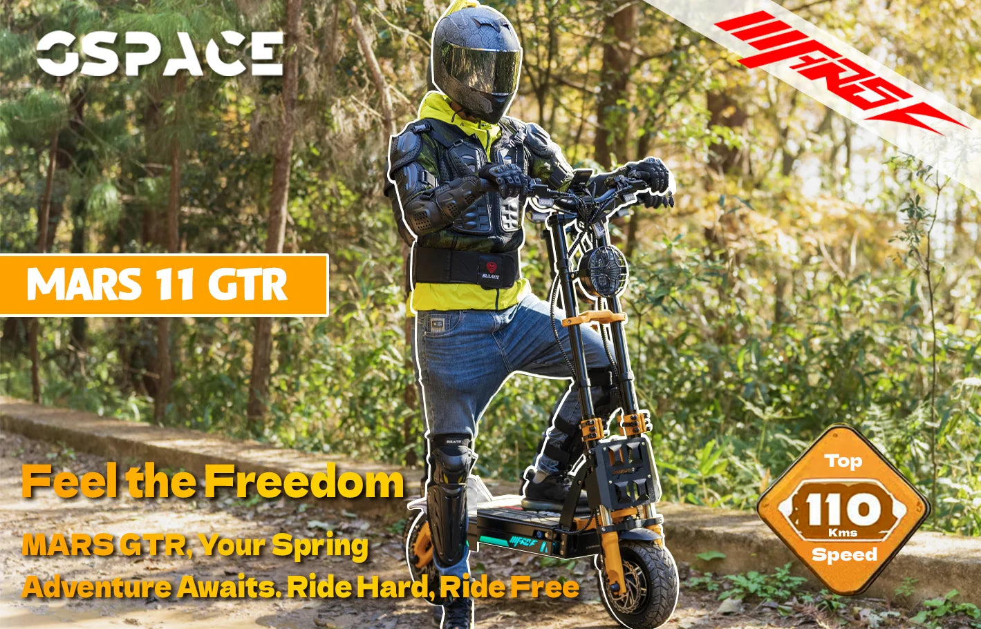 GSPACE MARS11 GTR Electric Scooter 2000*2W Motor 72V45Ah Battery Escooter  11 inch City tires E-Scooter.