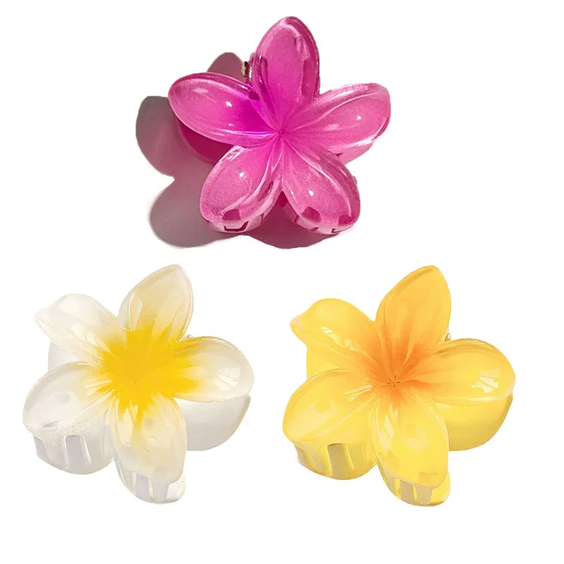 6Pcs Hawaiian Gradient Hair Clips Flower Hair Claws Women Small Size Fashion Headwear Hairpin Crab Barrette Hair Accessories.