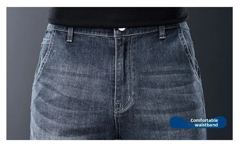 Autumn Winter Men's Fashion Casual Stretch Straight-leg  Jeans Men Streetwear Denim Jogger Pants Men Baggy Harem Jean Trousers