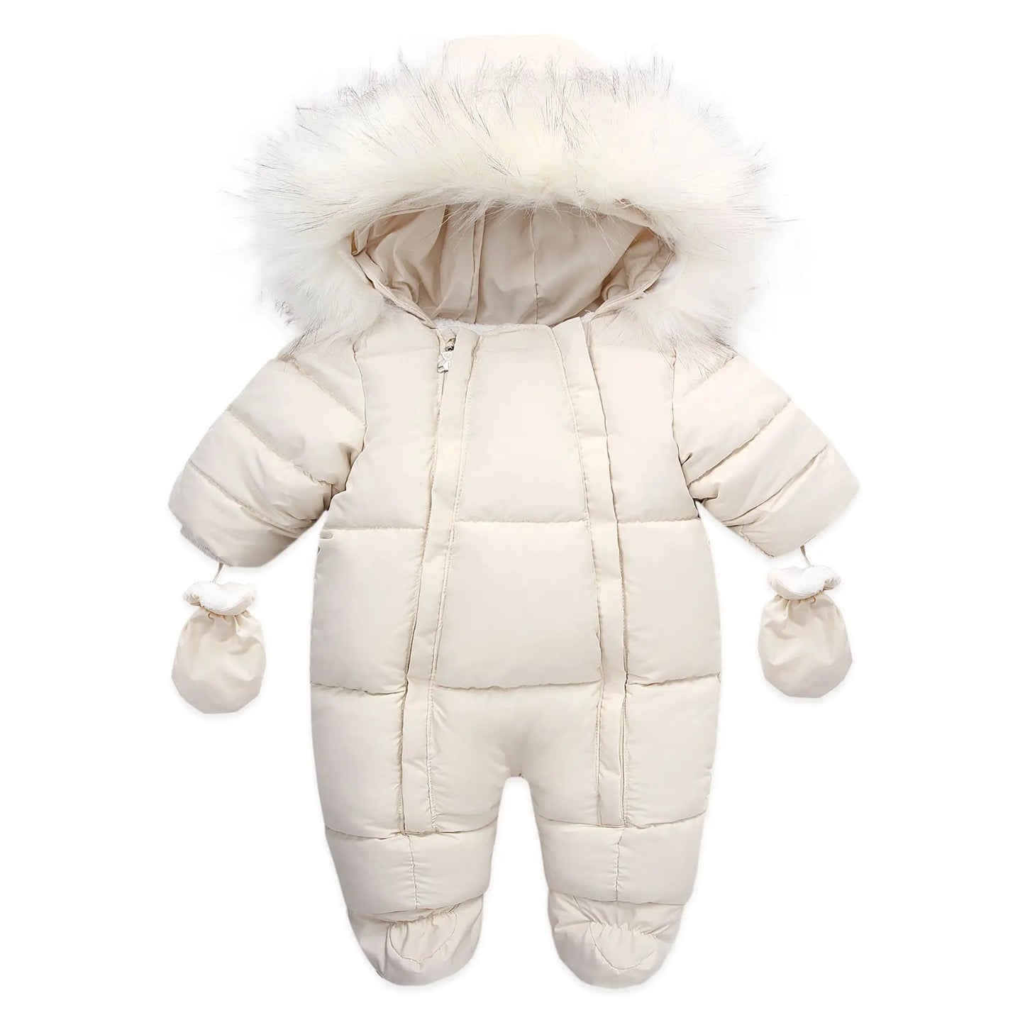 AYNIGIELL 2024 Winter Neugeborenen Verdickung Overall Integrierte Wolle Mit Kapuze Unten Strampler Baby Jungen und Mädchen Warme Schneefeste Overalls