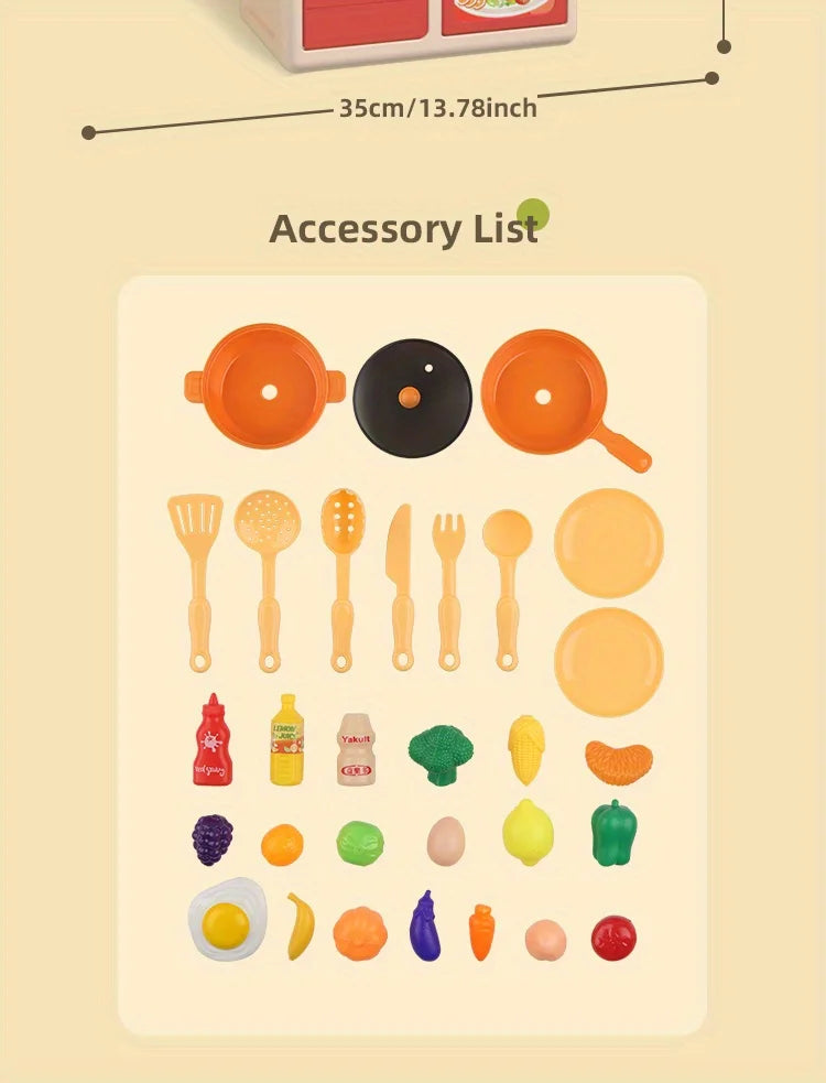 Realistic Pretend Play Cooking Toy for Kids, Chef Playset Kitchen Accessories, Lights & Sounds,for Toddles Girls Boys Gifts.