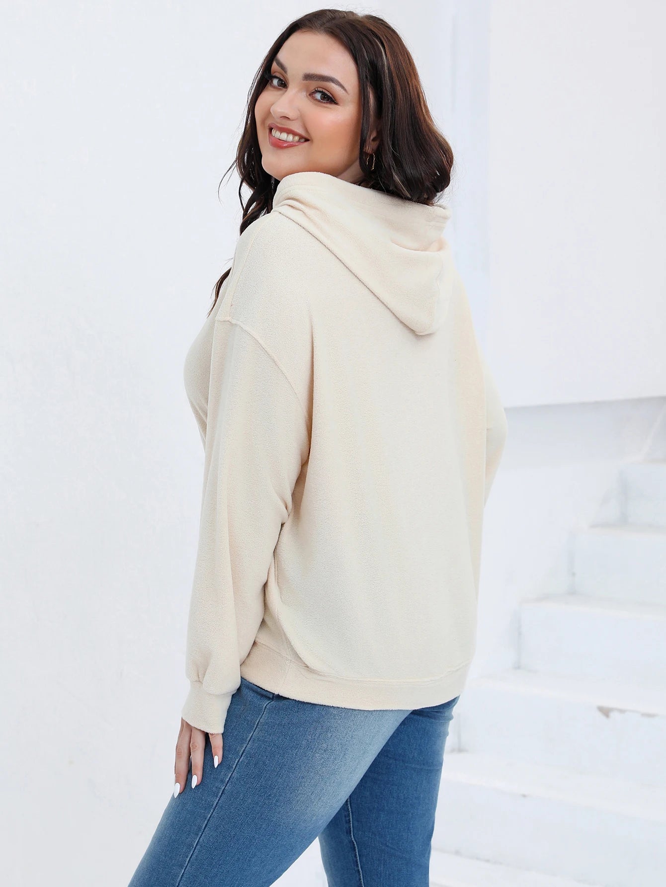 Gibsie Plus Size Frauen Hoodies Herbst Winter solide Kordel zug Kapuze Sweatshirts Känguru Tasche Fleece lässig Frauen Top.