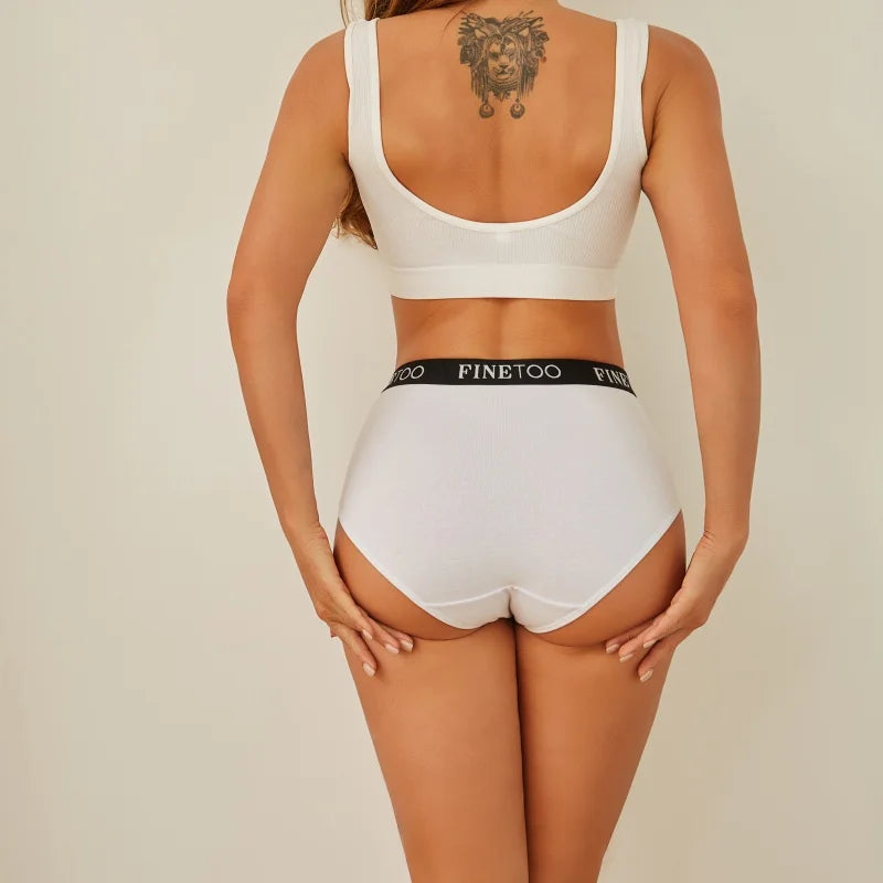 Finetoo 6Pcs/Set Women's Seamless Cotton Briefs Women Plus SizePanties Breathable Underwear Female Low Waist Soft Lingerie S-XXL.