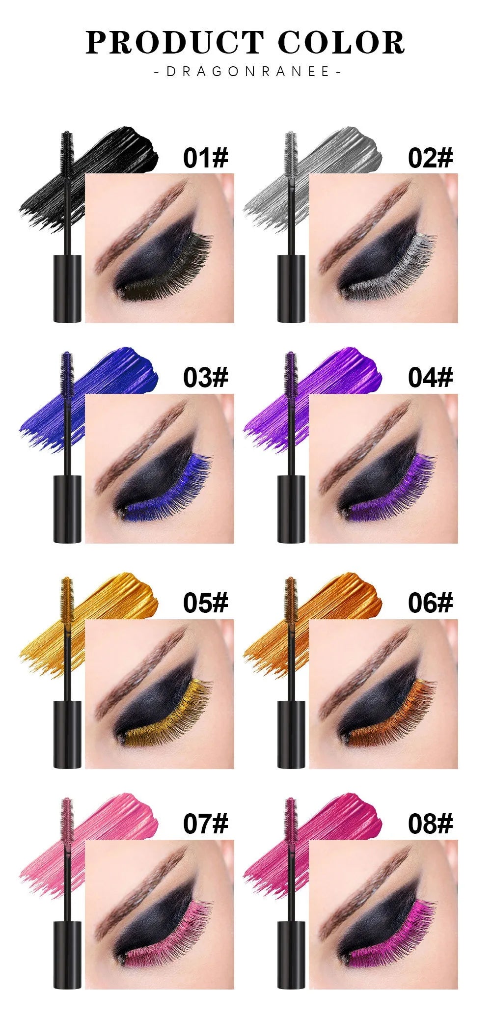 Colorful Waterproof Mascara Blue Purple Pearl Mascara Dense Eye Makeup Bronze Fine Diamond Silver Mascara Cream Cosmetics Makeup.