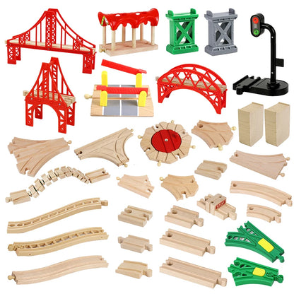 Train Tracks Wood Parts Railway Rails Racing Track Railway Bridge Fit Thomas Wooden Train Connector Children Toys Gifts For Kids.
