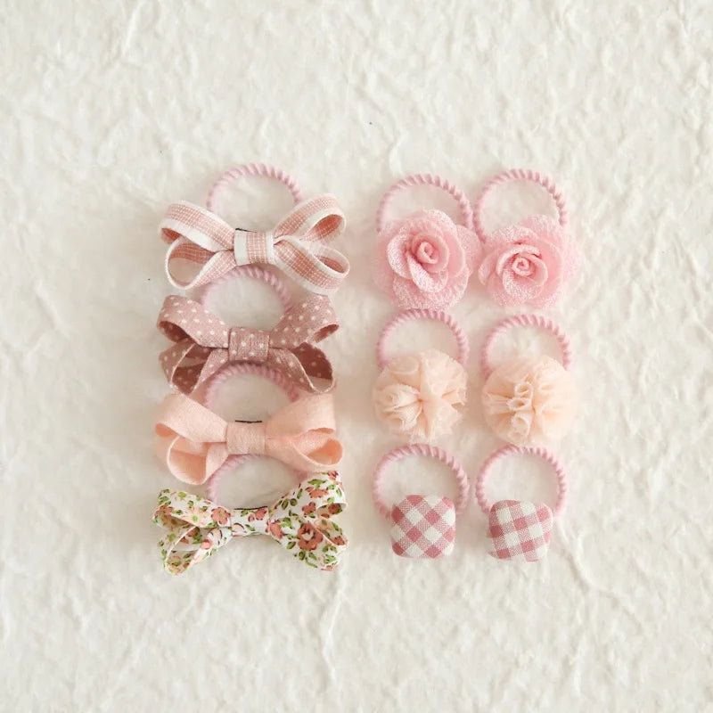 10Pcs/Lot, Elastic Hair Bow Clips for Children, Children's Headwear Hair Accessories for girls, Cute Hair ties, Lovely Hair Rope