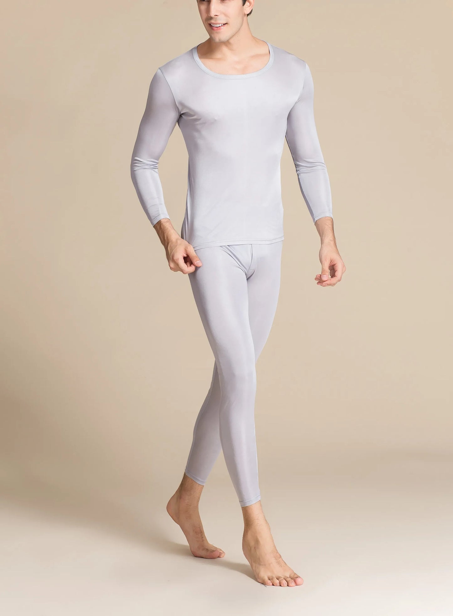 Lange Unterwäsche aus Seide für Herren, lange Unterhosen aus Maulbeerseide, Ober- und Unterteil, Thermounterwäsche-Set/Grundlagen