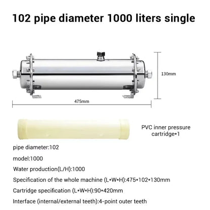 DIVEDEER 304 Stainless Steel Water Purifier PVDF Ultra Filtration Water Purifier Commercial Home Kitchen Direct Drinking Filter.
