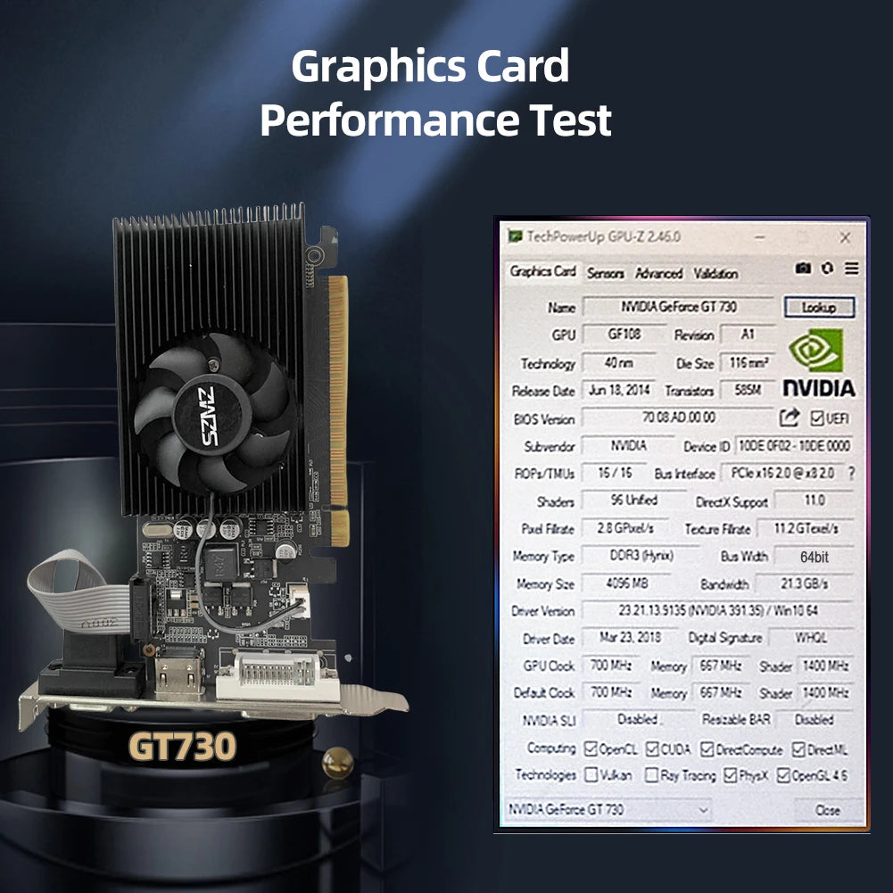 GT610/GT730 1/2/4GB Gaming Video Card Computer Graphics Card PCI-E X16 DDR3 HD+VGA+DVI placa de video GPU Display Cards for PC.