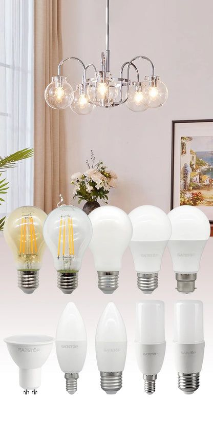 8PCS Led-lampe E27 B22 E14 220V GU10 Spot Licht 9W LED Glühlampe Retro Edison Vintage lampe AC 220V 110V Glas Lampen für Zuhause.