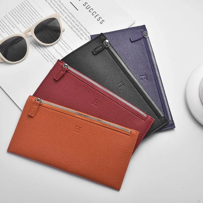 2025 new leather long wallet, women's ultra-thin casual zipper wallet, phone holder, soft leather leather clip,Cosmetic Bag..