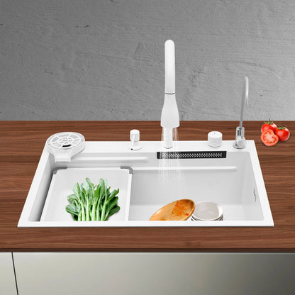 Küchenspüle, rostbeständiges Spülbecken mit ausziehbarem Wasserhahn, Schallschutzwirkung für Zuhause/Küche/Kanteine/Hotel/Bar