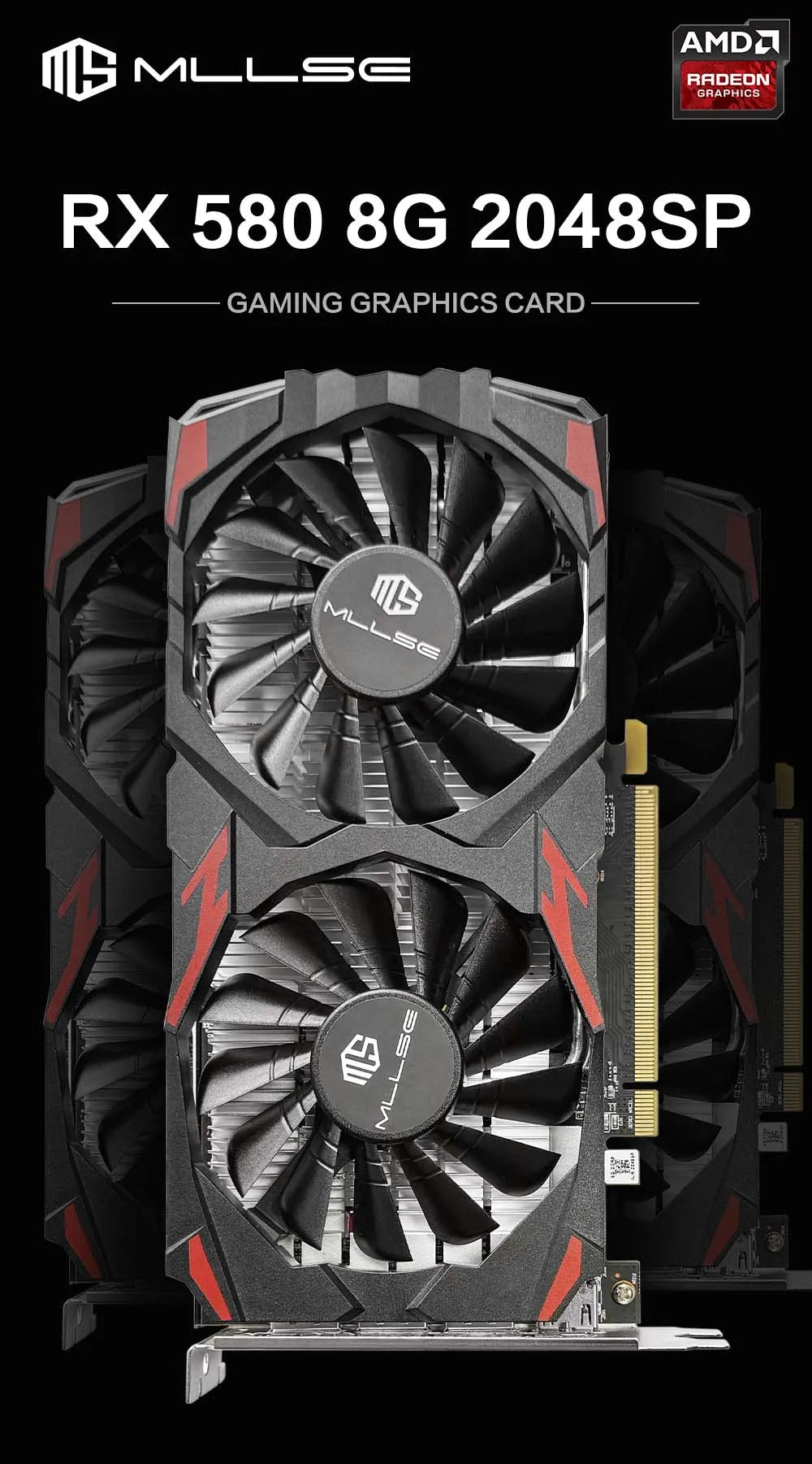 MLLSE AMD RX 580 8GB 2048SP Gaming Graphics Card GDDR5 256Bit PCI-E 3.0 ×16 8Pin Radeon GPU Rx 580 Video Card Placa De Video.