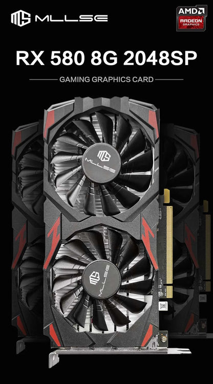 MLLSE AMD RX 580 8GB 2048SP Gaming Graphics Card GDDR5 256Bit PCI-E 3.0 ×16 8Pin Radeon GPU Rx 580 Video Card Placa De Video.
