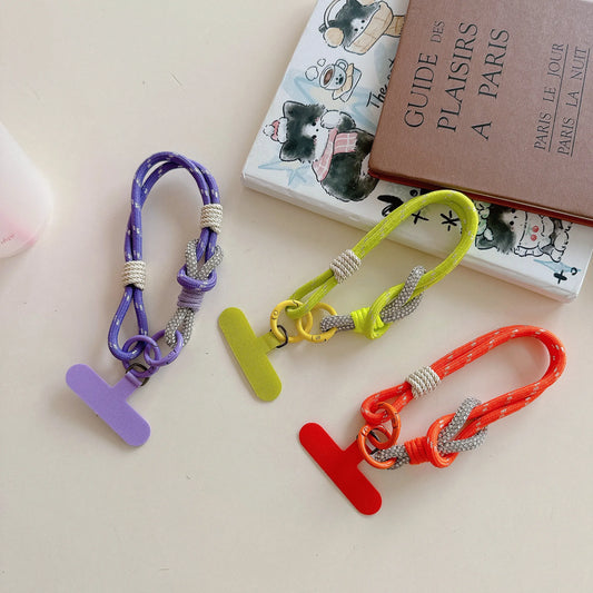 Rhinestone Short Strap Cell Phone Detachable Rope Keychain Braided Mobile Phone Lanyard Hanging Chain Ring Cord Wrist Strap.