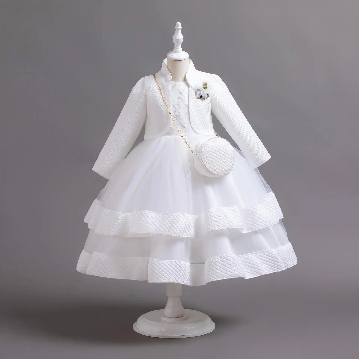 Neues Herbst/Winter Langarm-Partykleid, elegantes Mädchen-Stickerei, Weihnachts-Performance-Kleid, Geschenktüte für Kinder im Alter von 3–11 Jahren.