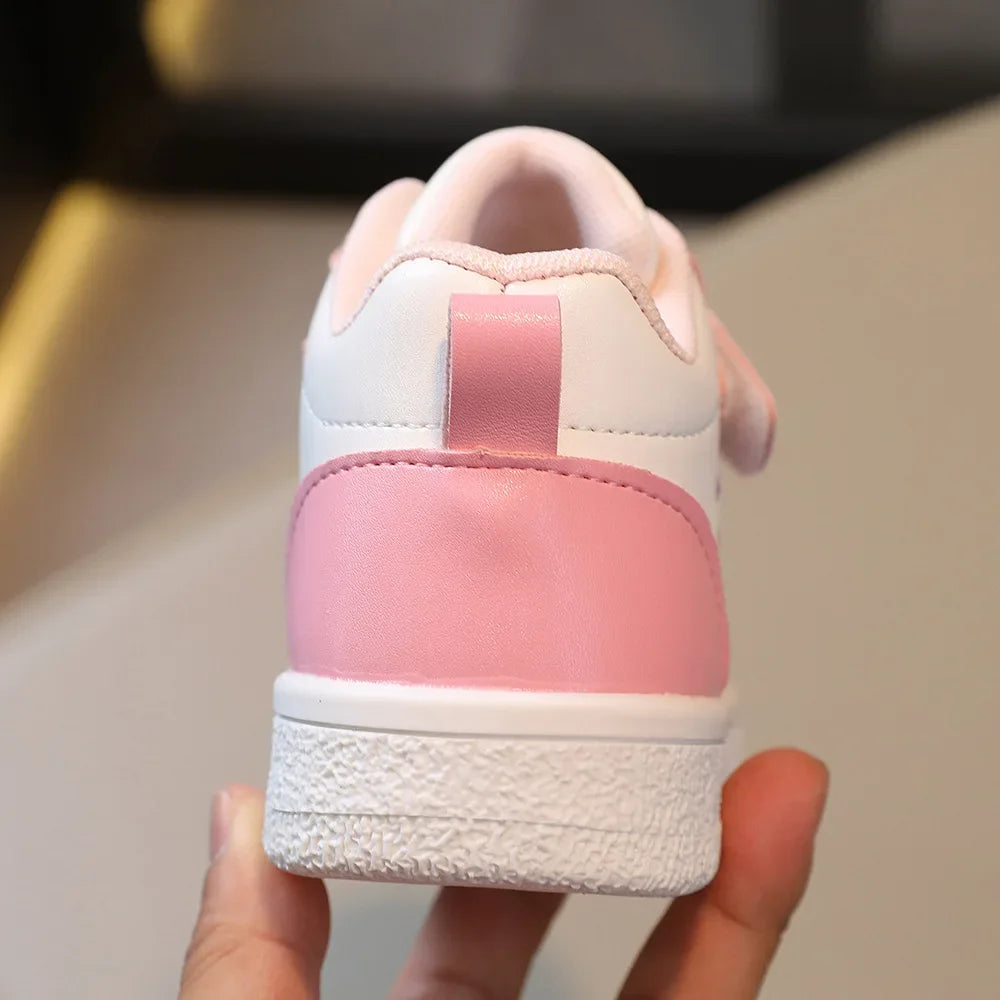 Children's Sports Shoes 2024 Spring and Autumn New Cute Girls' Sneakers Versatile Soft Breatheable Hook & Loop Fashion Kids Shoe.