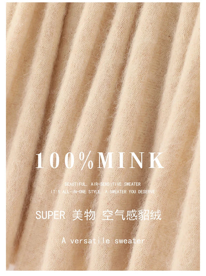 mink cashmere skirt Fashion long dress women A-line skirt autumn winter loose pleated skirt elegant high-waisted skirt ladies.