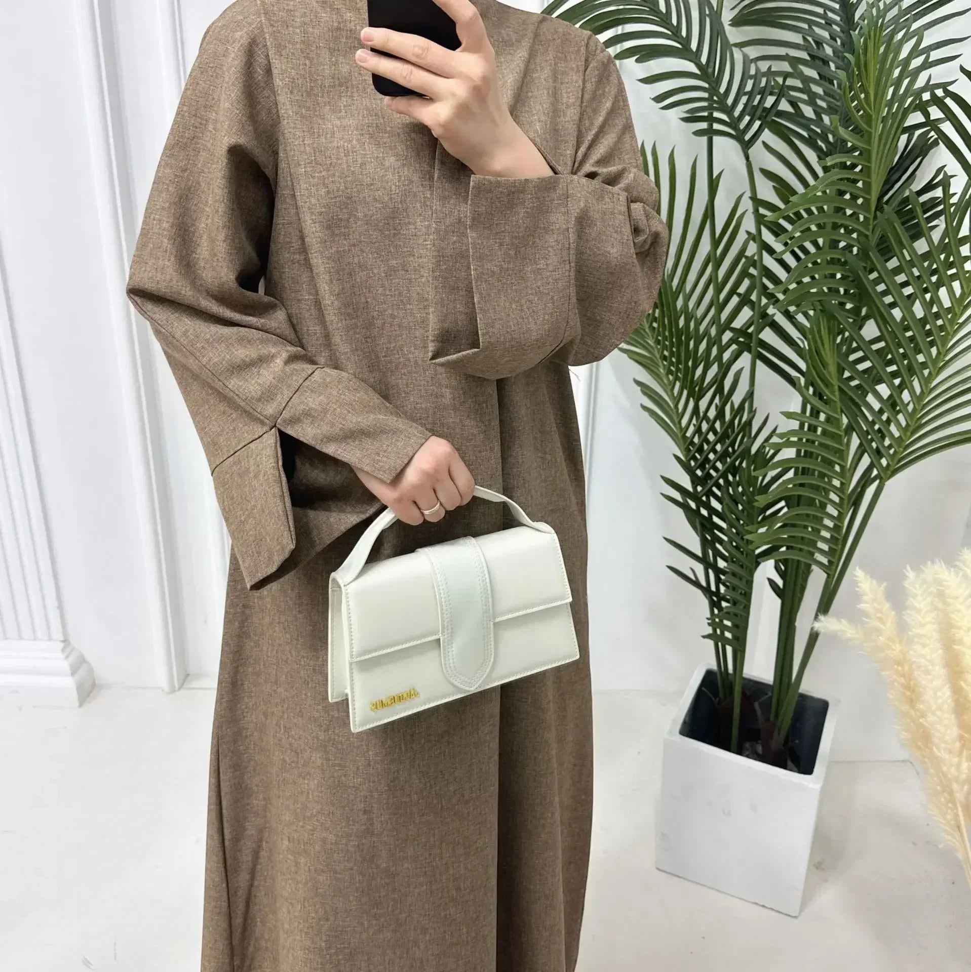 Plain Linen Closed Abaya Dubai Luxury Muslim Hijab Dress Turkey Casual African Dresses Abayas for Women Ramadan Eid Islam Kaftan.