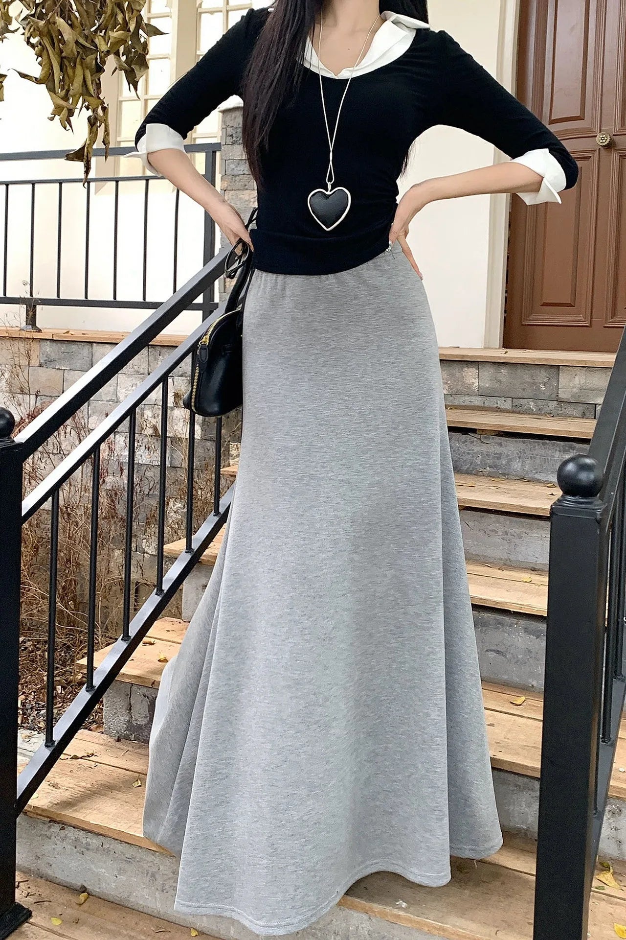 high quality Korean-style  trumpet skirt women waist fall  design knitted long skirt female.