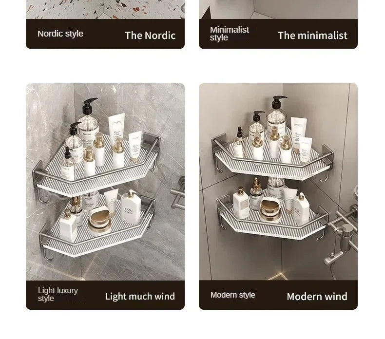 2PCS Badezimmer Acryl Regale Küche Lagerung Organizer Shampoo Regal Dusche Regal Bad Zubehör Kein Bohrer Lagerung Regal