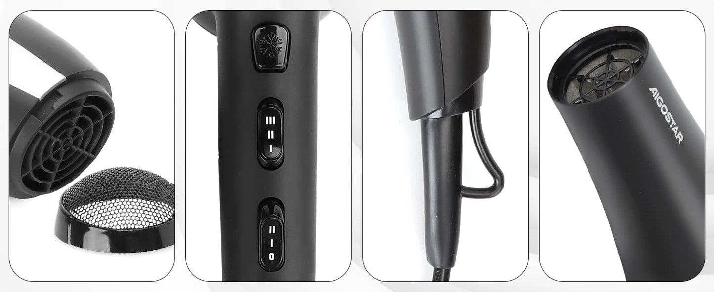 Aigostar Monique 32HIE Professional 2400W Ionic Hair Dryer with 2 Speeds and 3 Temperature Settings - Cold Air Button.Overheat P