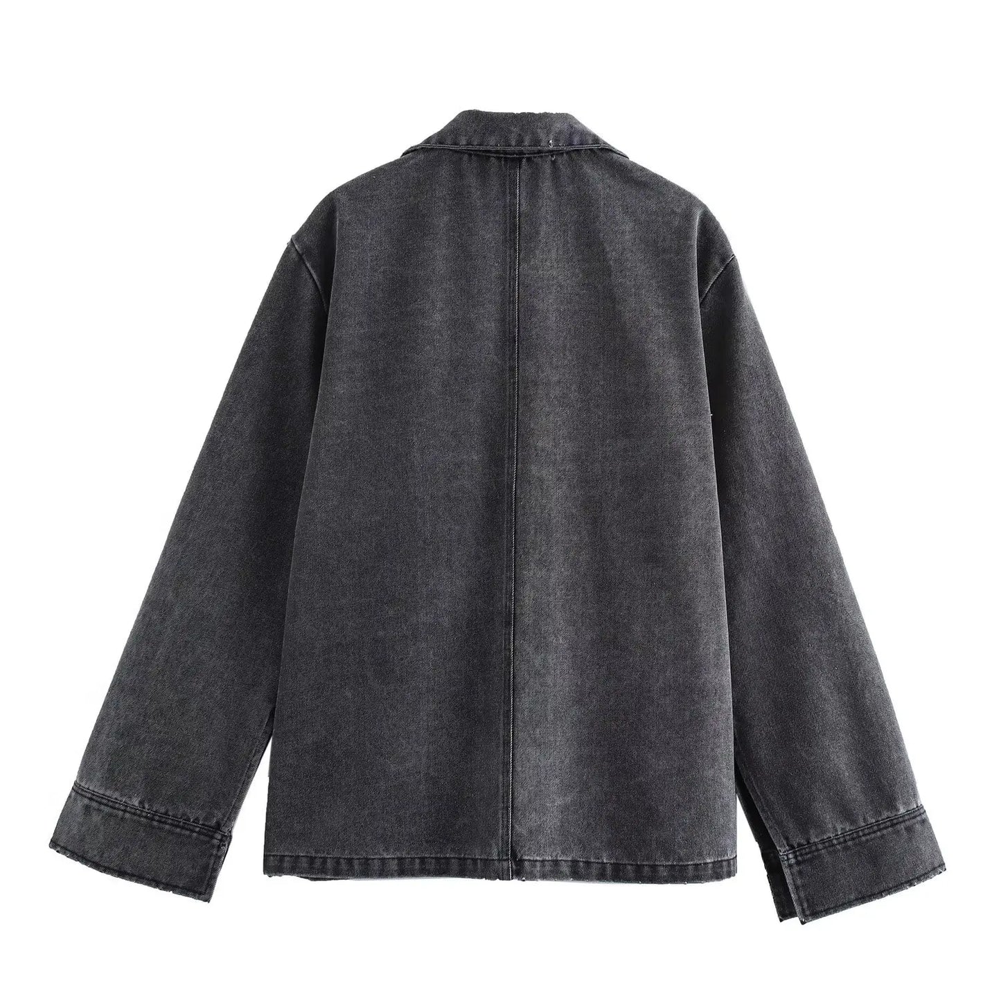 2024 Autumn Jeans Sets Women Turn-down Collar Casual Top Fashion High Waist Streetwear Female Denim Pant Two Piece Set.