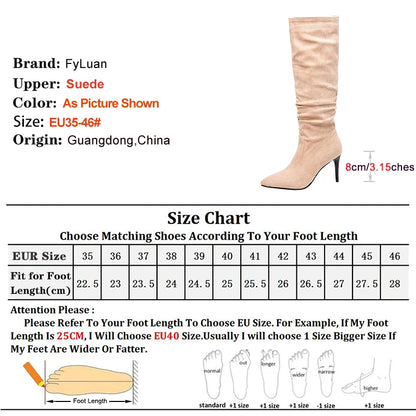 Street Style Pointy Toe Long Boots Women Stiletto Heels 8CM High Heel Winter Sexy Woman Shoes Female Suede High Boots Size 35-46.