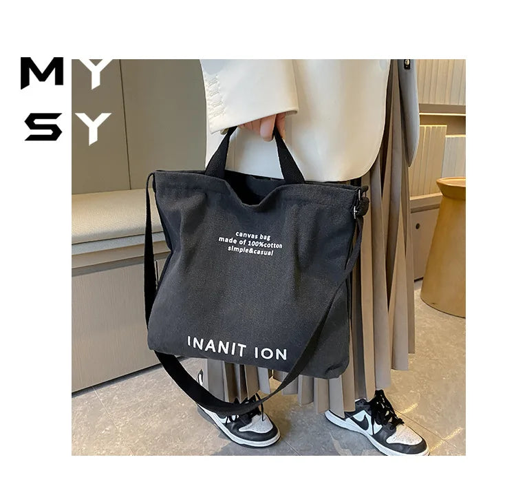 Japanese Canvas Men's and Women's Simple Cross-body Bag Wash Canvas Thick Handbag Large Capacity Arts Students Package Satchel.