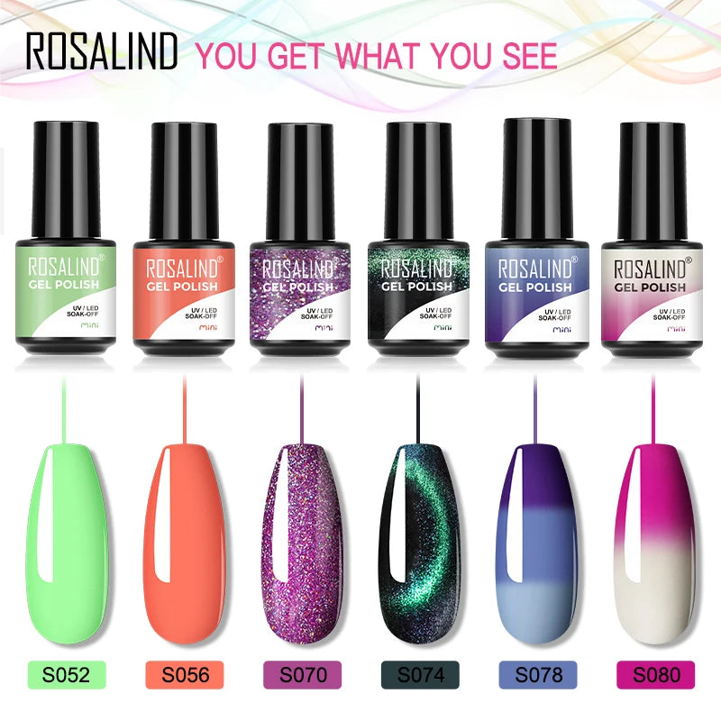 ROSALIND Red Series UV Nail Gel Hybrid Varnish Semi Permanent For Manicure Art Nail Polish Matt Base Top Coat Gel Nail Polish.