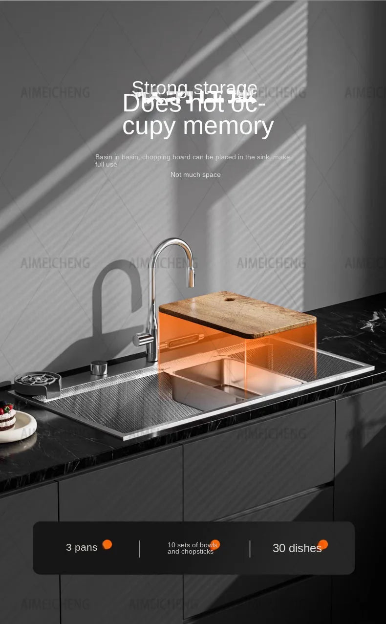 Original-Finish, spülmaschinenkompatibles SUS304-Edelstahl-Küchenspüle mit großer Einzelschüssel und Unterbau