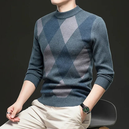 New High Quality Men's  Fashion Business Casual Knitted Sweater Warm Pullover Tops Mens Clothes.