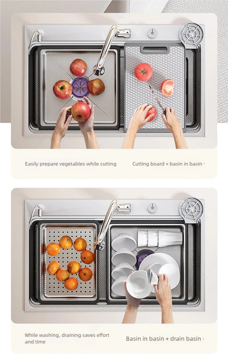 Household Rust Proof 304 Stainless Steel Kitchen Sink Handcrafted Thickened Undermount Wash Vegetable Basin Large Single Slot