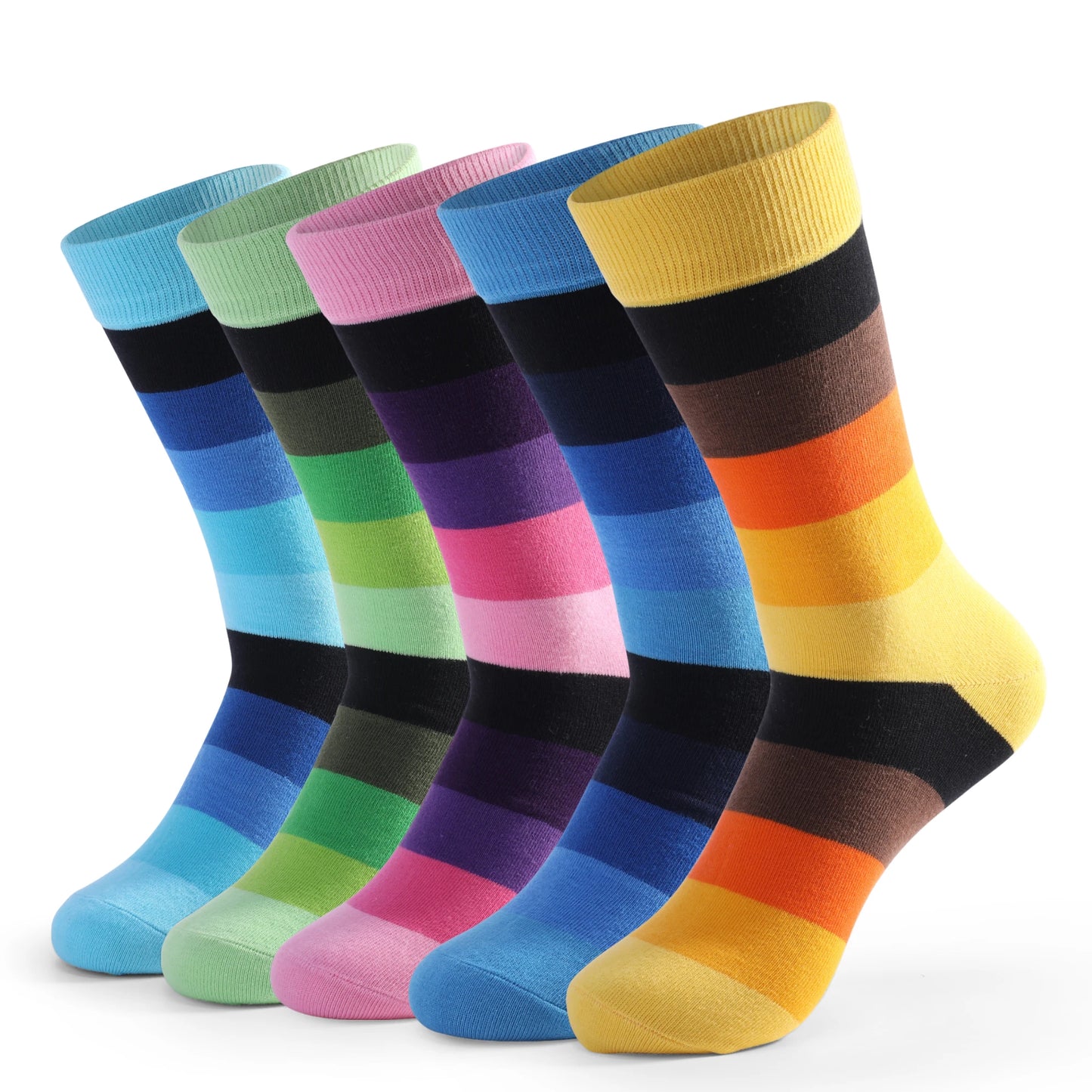 5 Pairs Mens Dress Socks Plus large Size，High Quality Combed Cotton Crew Socks，Black Cool Argyle Breathable Casual Socks for men