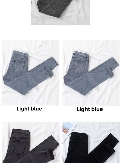 Women's High Waist Elastic Stretchy Jeans Hot Sale Of The Season Autumn New Style Versatile Slimming Pencil Thin Nine Point Pant.