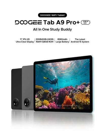 Doogee Tab A9 Pro+ Tablet Pc 11-Inch Android 15 30Gb Ram(6+24) 128Gb Rom 8580Mah Battery Widevine L1 Support Tablet Dual Speakers.
