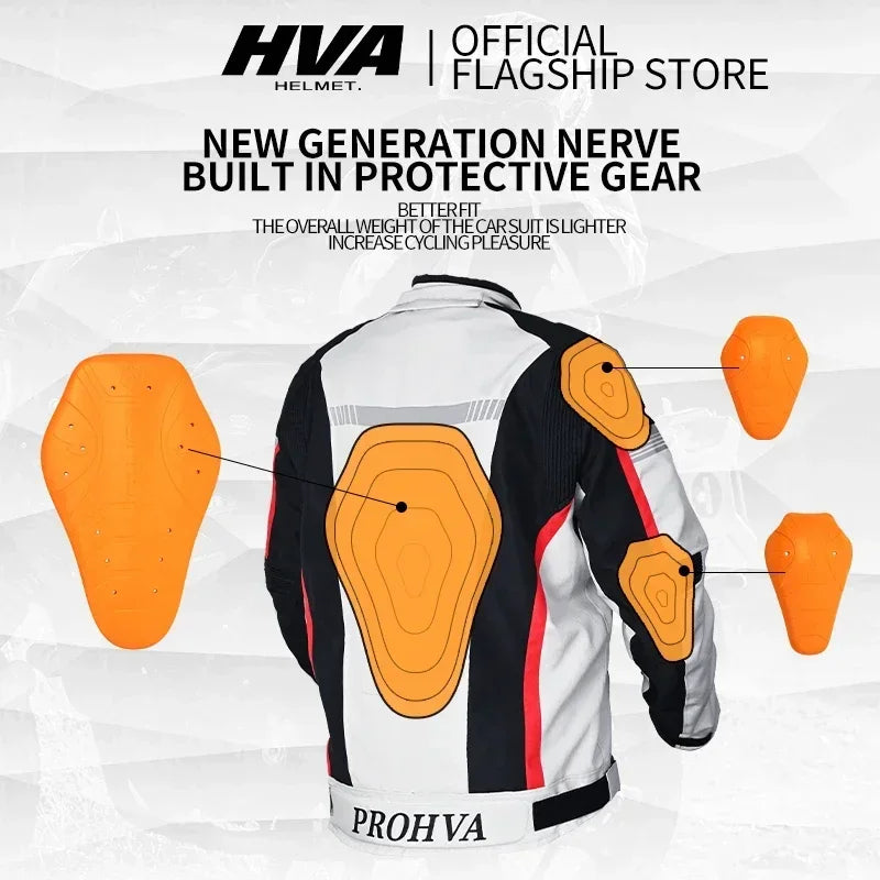 HVA Waterproof Motorcycle Jacket Men's Racing Suit Removable Liner Warm Autumn and Winter Motorcycle Jacket Suit Anti-fall Suit.