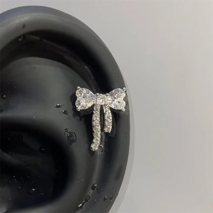 1pcs Quality Shiny Cross Zircon 316L Stainless Steel Ear Bone Nail Y2K Style Silver Color Earring for Women Cochlear Accessories.