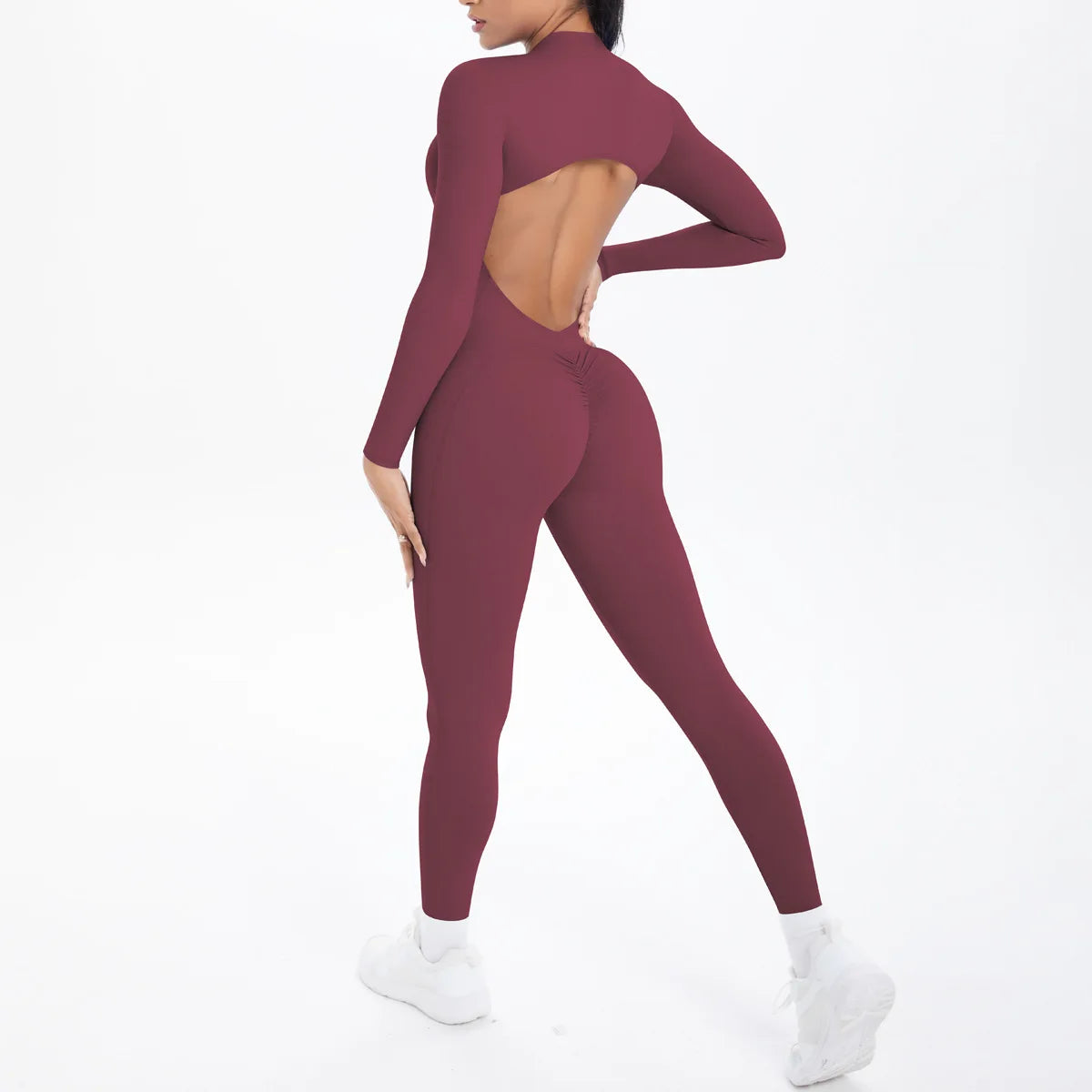 New Women's Yoga Jumpsuit Front Zipper Tight Back Hollow Out Short Sleeve-pants Activewear for Fitness Running Gym Workout