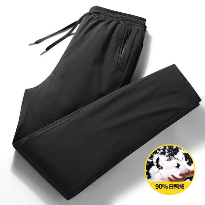 Luxury Winter Thick Warm Windproof Waterproof White Duck Down Pants Men New Down Pants Outward Wearing Cold Proof Sports Pants.
