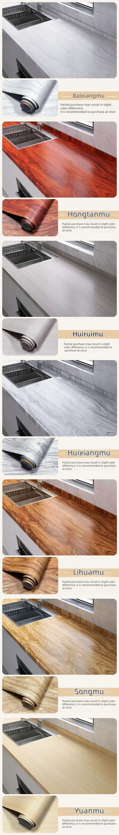 40 cm Möbelrenovierungsaufkleber, selbstklebende Holzmaserungsaufkleber, Tapetenschränke, Holztüren, Tischplatten, Wandaufkleber