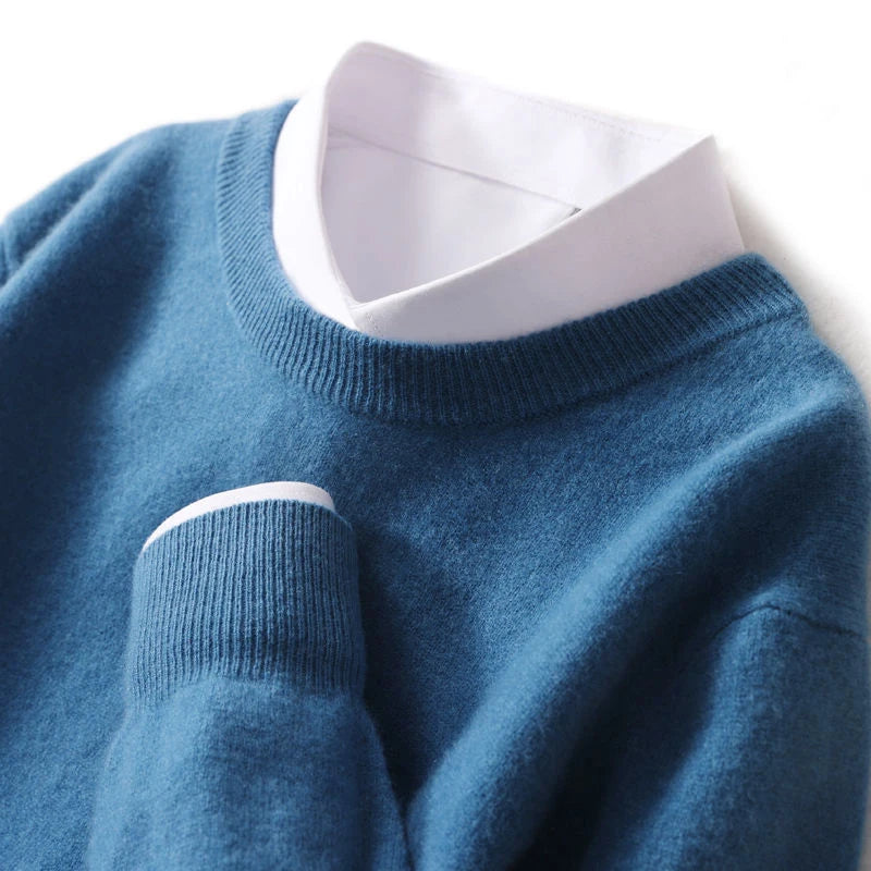 Autumn Winter Men Cashmere Sweater O-neck Soft Warm Pullovers Male Loose Knitted Shirt Korean men's winter blouse