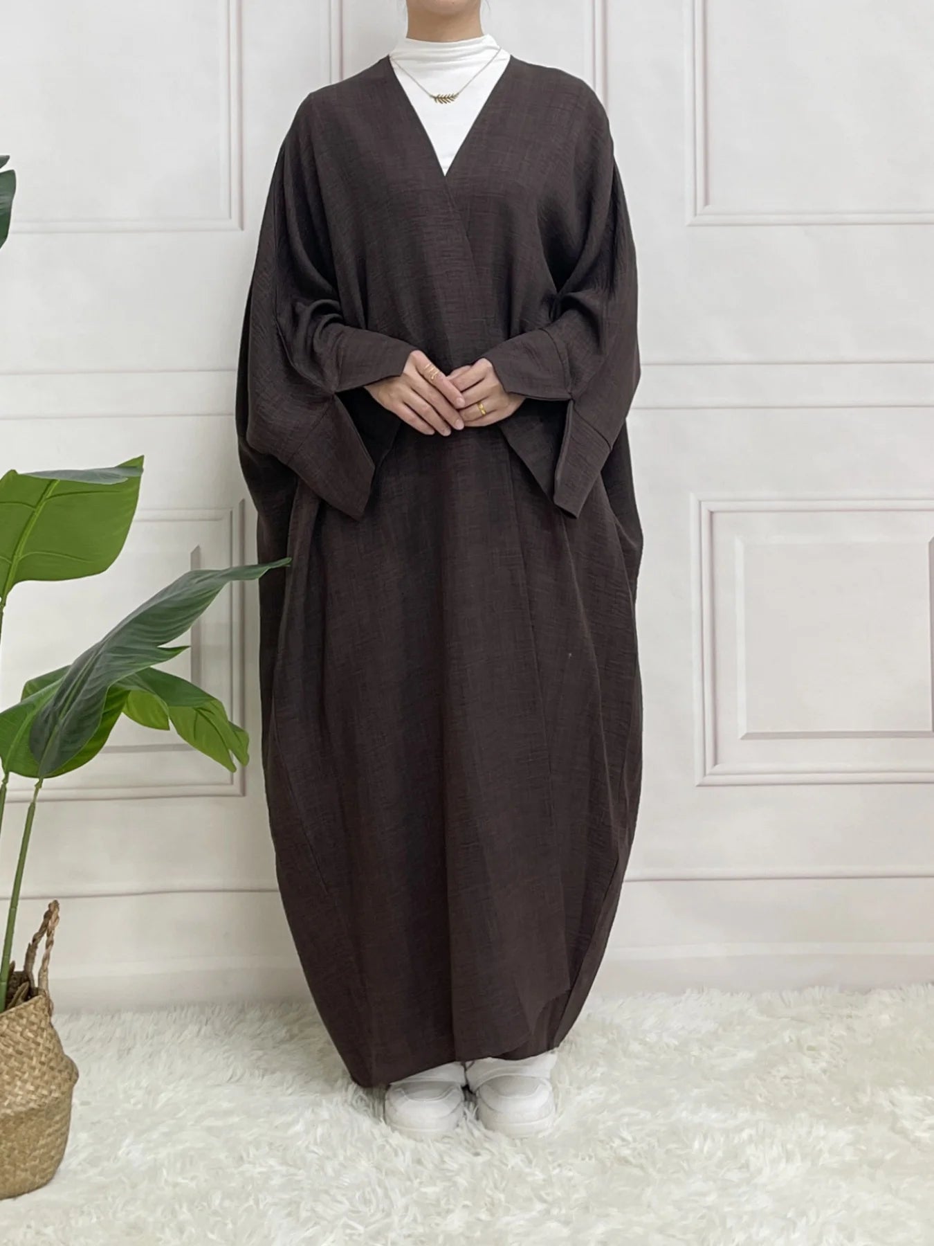 Split Sleeve Open Abaya Kimono Comfort Minimalist Muslim Outfit Islamic Clothing Modest Fashion Without Slip Dress.