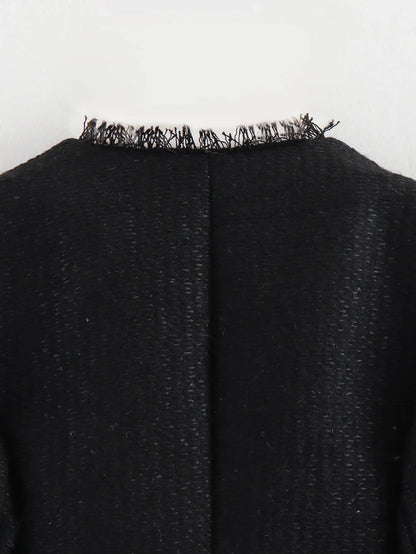 Women's Autumn and Winter Long Sleeve Short Jacket Fashion Solid Colour Front Pocket Button Jacket Elegant Casual Jacket