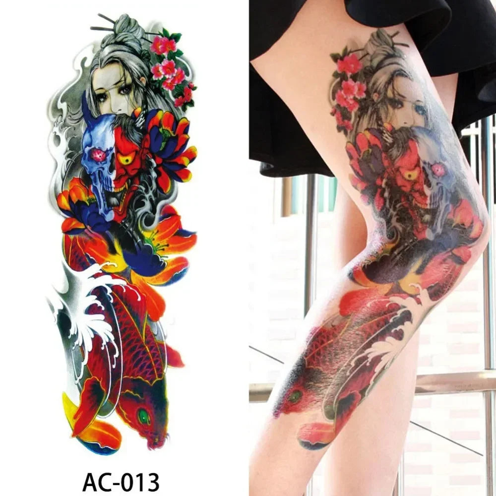 16 Designs Full Arm Temporary Tattoo Sleeve Waterproof Tattoos For Cool Men Women Tattoos Stickers On The Body Art #272596.
