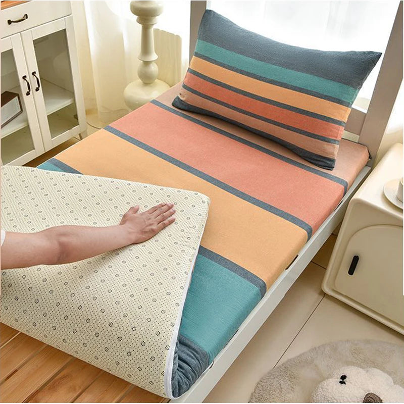 WOSTAR Geometric printed mattress protector cover with zipper fully enclosed single bed sheet pure cotton protection pad 90x190.