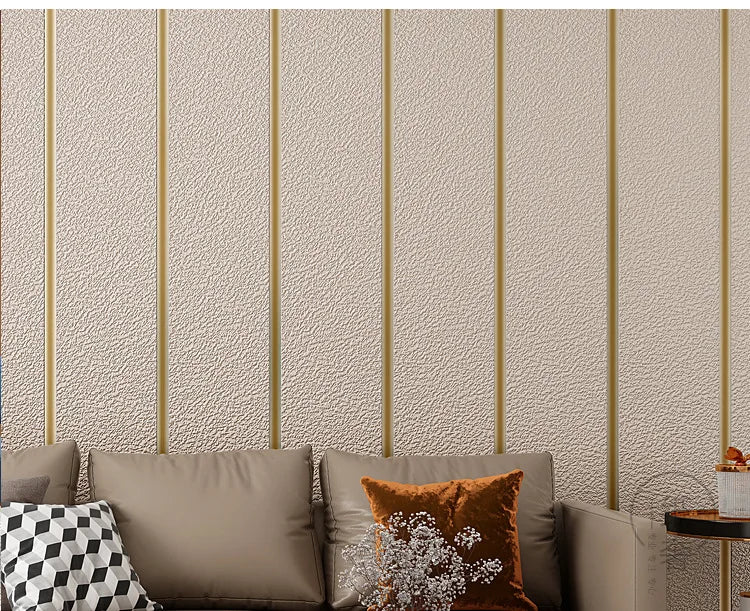 Hirschhaut Samt horizontal gestreifte Tapete Wohnzimmer Schlafzimmer gestreifte Film- und Fernsehwand 3D-Relief verdickte Tapete